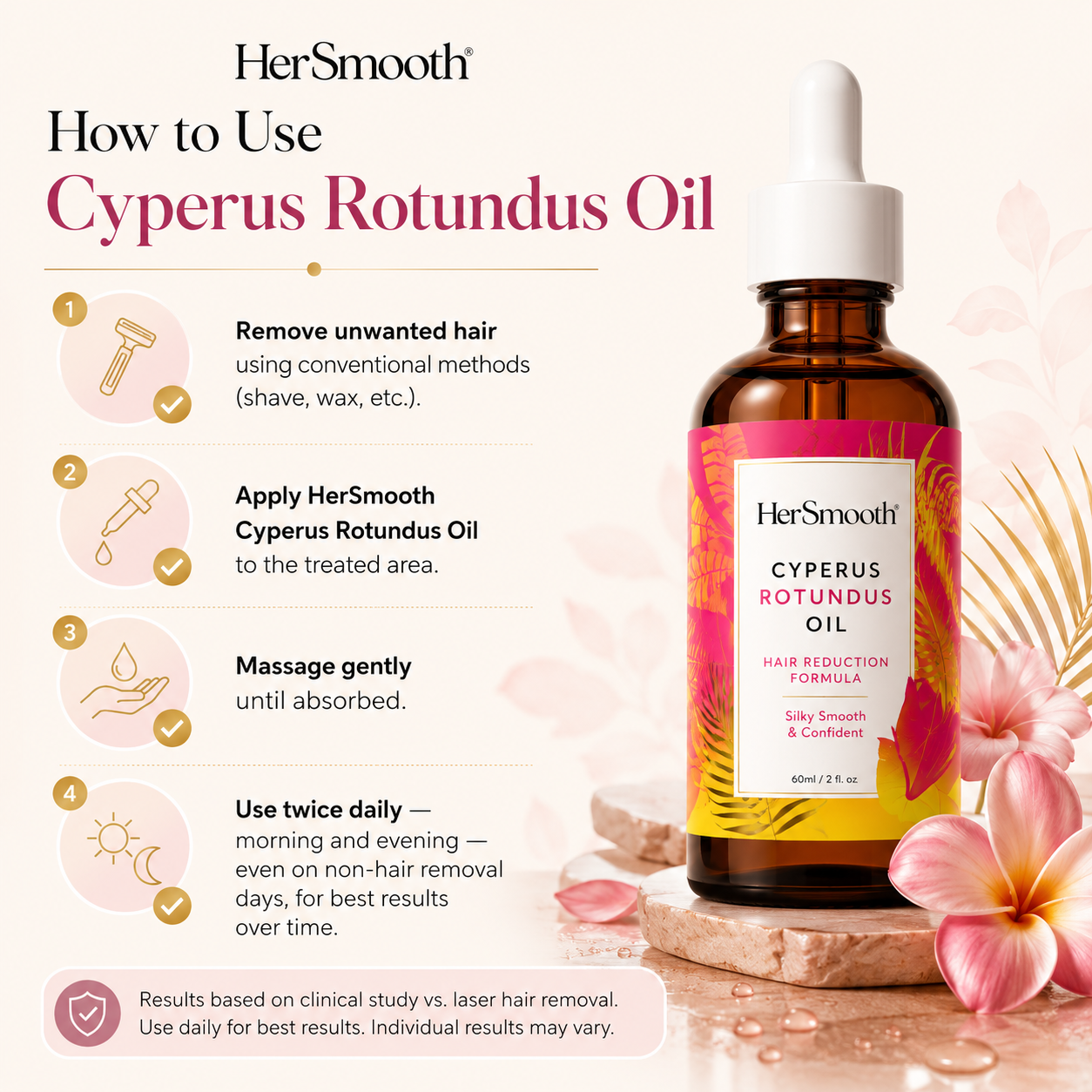 HerSmooth Cyperus Rotundus Oil for Natural Hair Reduction