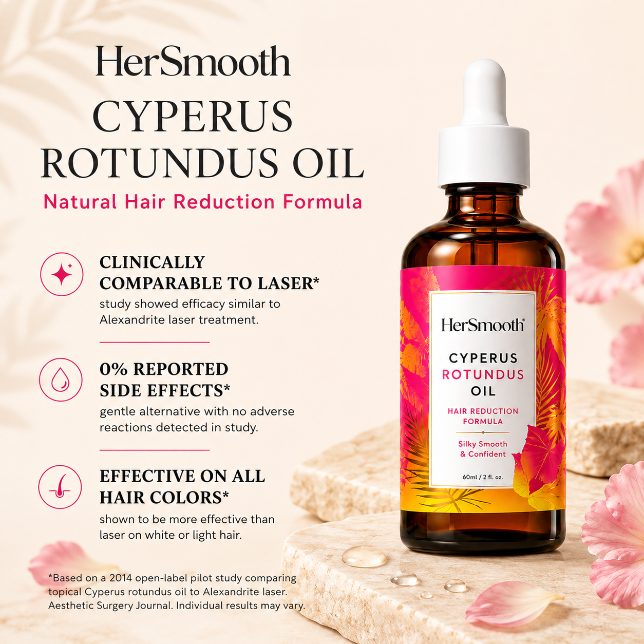 HerSmooth Cyperus Rotundus Oil for Natural Hair Reduction