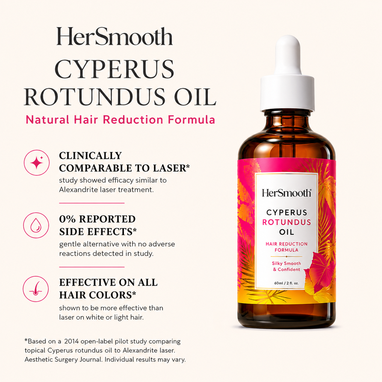 HerSmooth Cyperus Rotundus Oil for Natural Hair Reduction
